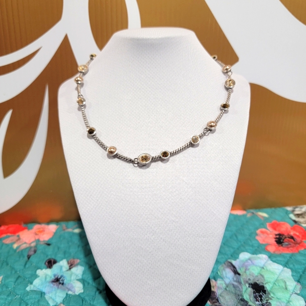 RETIRED VERY RARE BRIGHTON MONTE CARLO AMBER REVERSIBLE NECKLACE